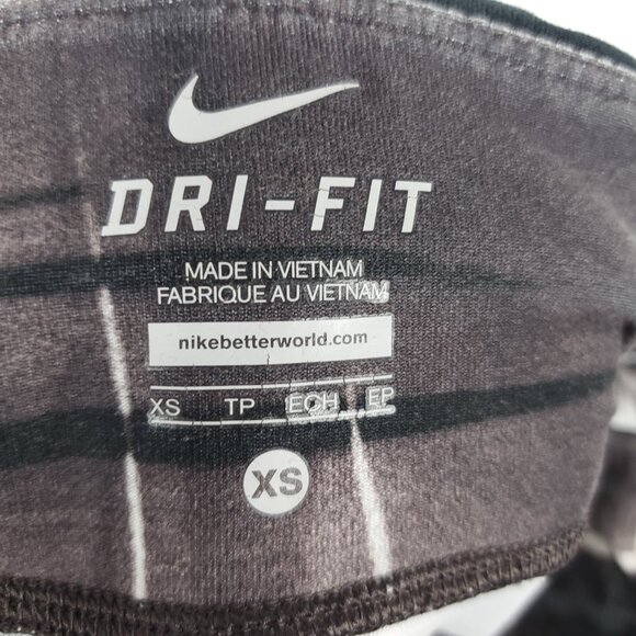 Nike Dri-Fit Stretch Workout Womens Leggings Sz XS Blk/Wht/Brwn Print - Picture 11 of 13